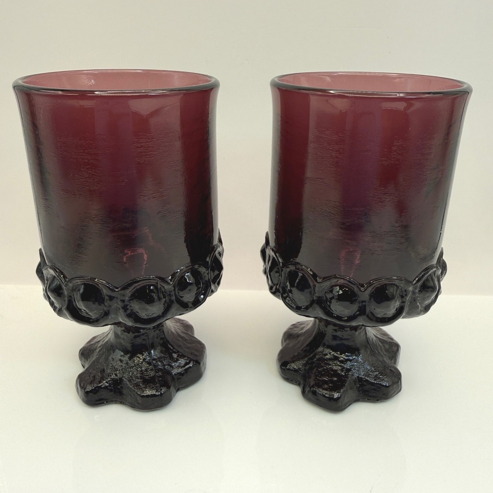 Vintage Tiffin Franciscan Madeira Plum Purple 5" Wine Goblets Set of 2